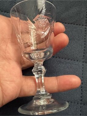 Vintage Etched Crystal Cordial Liqueur Glasses Set of 3 Starburst Cut Glass 3”